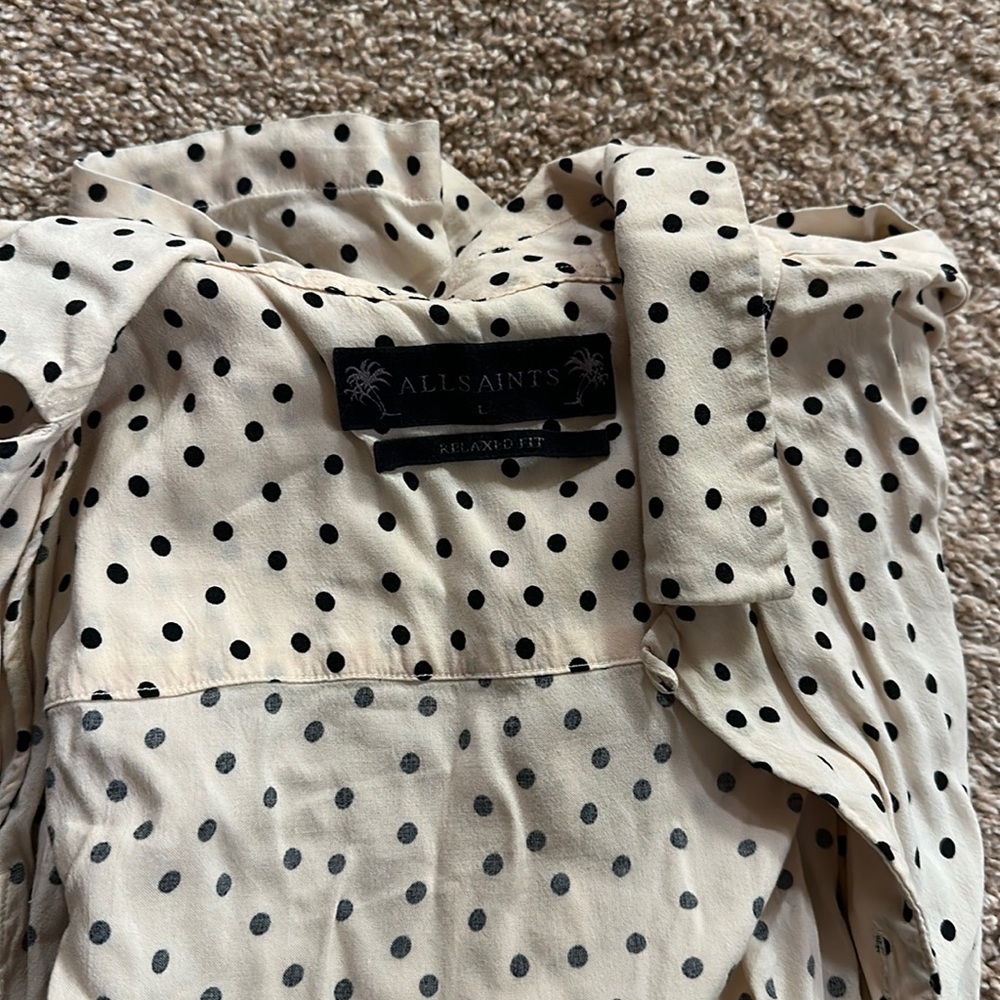 All Saints Mens Polka Dot button up